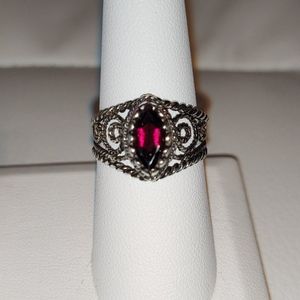 Genuine Garnet and Sterling Silver Ring